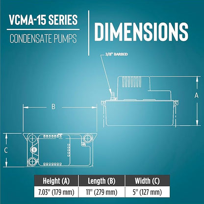 Little Giant VCMA-15ULST 115 Volt, 65 GPH, 1/50 HP Automatic Condensate Removal - Image 2