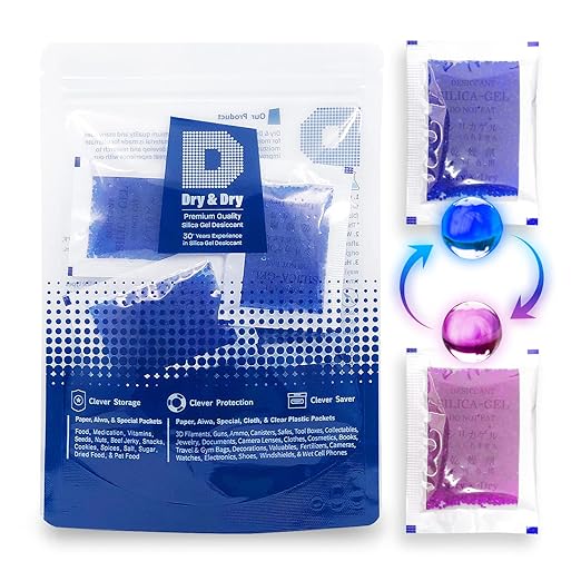 5 Gram Blue "Dry & Dry" Premium Indicating Silica Gel Packets by DryDry