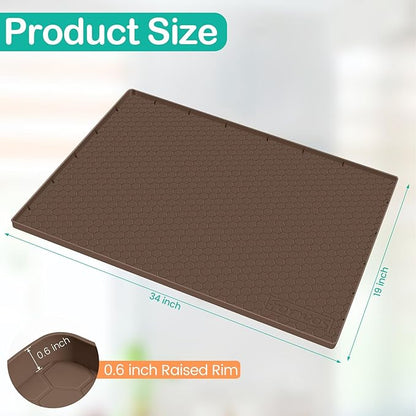 Waterproof Under Sink Mat 34" x 19", Silicone Cabinet Liner, Rubber Protector - Image 2