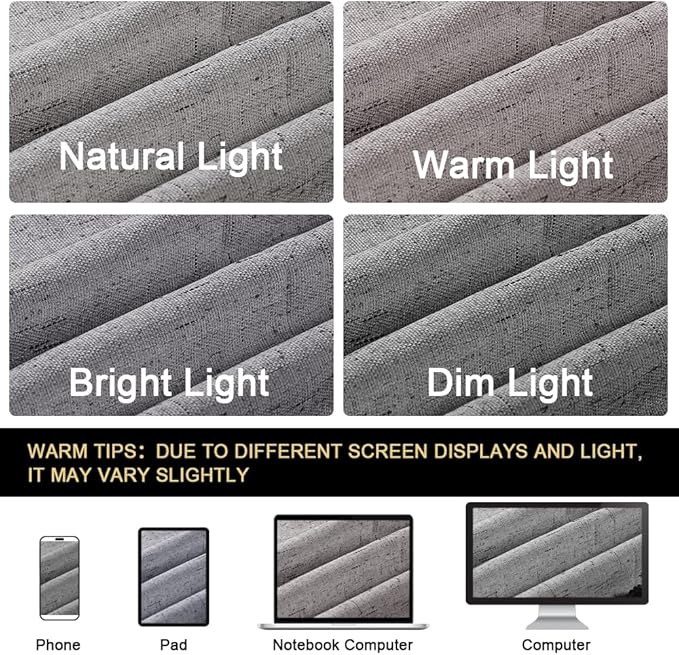 PrinceDeco 100% Blackout Curtains 64 inch Long 2 Panels, Light Grey - Image 8