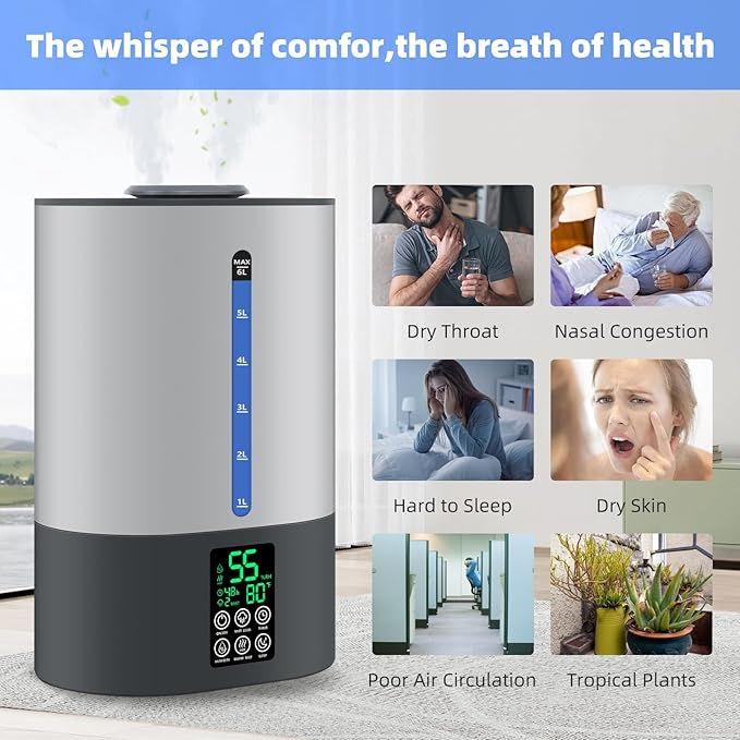 6L Humidifiers for Bedroom Large Room Home, Cool and Warm Humidifiers for Baby - Image 5