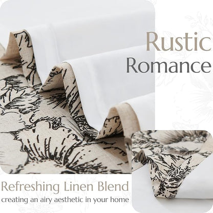 jinchan Lined Linen Blend Curtain Floral Curtains - Image 3