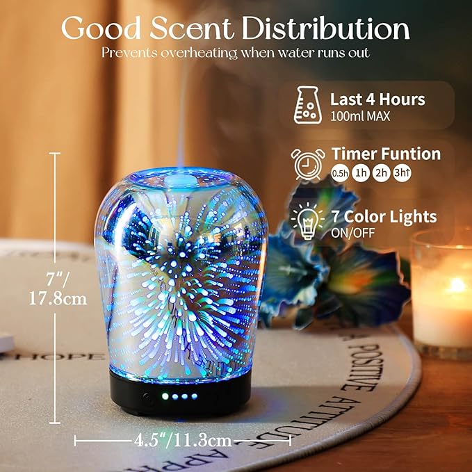 Porseme Essential Oil Diffuser, Aromatherapy Ultrasonic Cool Mist Humidifier - Image 3