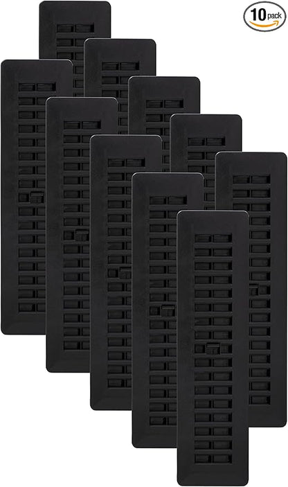 Decor Grates PL212-BLK-10 Louvered Plastic Floor Register, 10 Pack by DecorGrates