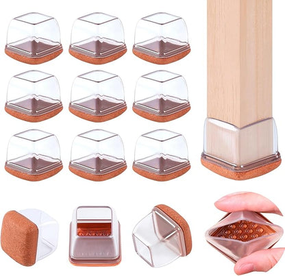16PCS Silicone Chair Leg Caps, Square Felt Chair Pads, Barstool Desk Furniture by GAGUIUP