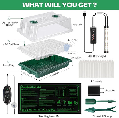 Seed Starter Tray with Grow Light & Heating Mat, 68℉-113℉ Adjustable, 40-Cell - Image 8