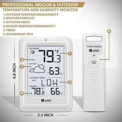 Indoor Outdoor Thermometer Wireless Weather Station, Temperature Humidity - Image 5