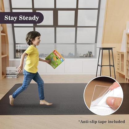 6'×9' Black Floor Mat for Under Kitchen Table, Waterpoof Easy Cleaning Plastic - Image 5