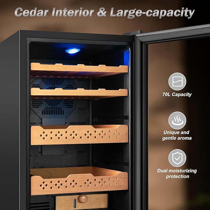Electric Humidor-70L Cooling & Heating Humidor Smart Touch Control Humidity & - Image 3