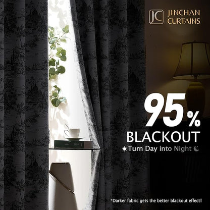 jinchan 95% Blackout Toile Curtains - Image 3