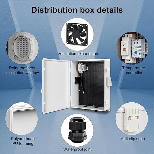 Outdoor Electrical Box with Thermostat and Fan, ABS Water Resistant Enclosure - Image 6