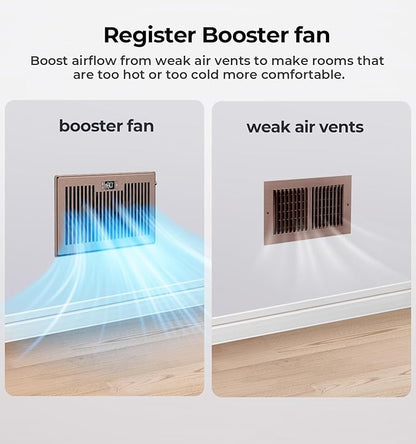 Quiet Register Booster Fan Fits 6" x 10" Register Holes, 10-Speed Smart Heating - Image 2