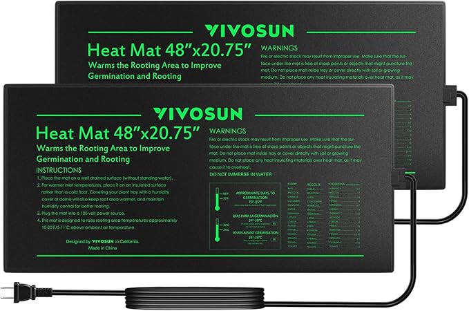 VIVOSUN 2-Pack 48" x 20.75" Durable Waterproof Seedling Heat Mat, UL & by VIVOSUN