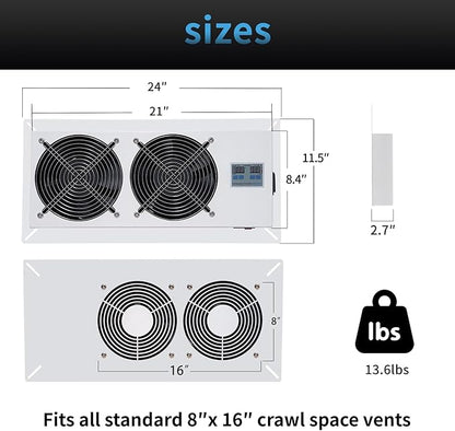 720 CFM Crawlspace Vent Fan, - Image 2
