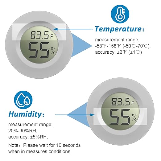 Weewooday 4 Pcs Mini Hygrometer Thermometer Round Digital Humidity Gauge - Image 3
