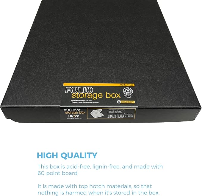 Lineco, Archival Folio Storage Box. Acid-Free, Metal Edge Boxboard, Clamshell - Image 5