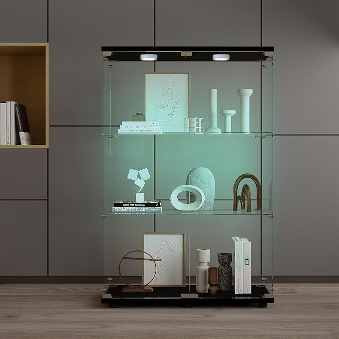 Yoluckea 3-Tier Glass Display Cabinet - Image 6