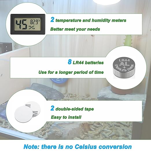Reptile Thermometer and Humidity Gauge Digtal Terrarium Thermometer Rectangle - Image 5