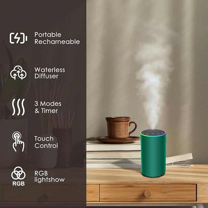Waterless Essential Oil Diffuser, Battery Powered Mini Scent Air Machine - Image 7