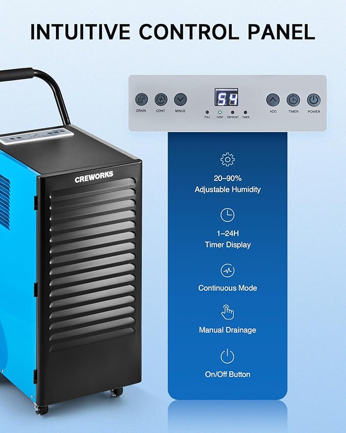CREWORKS 180 PPD Commercial Dehumidifier, 180 Pint Dehumidifier - Image 4