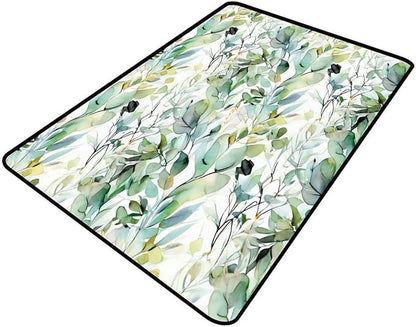 Watercolor Eucalyptus Leaves Shag Carpet by Snarena