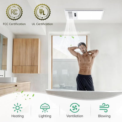Bathroom Fan with Light and 1800W Heater, 160 CFM Ventilation, Remote Control - Image 2