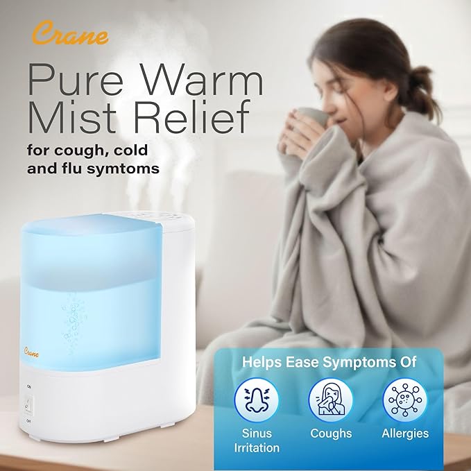 Crane Warm Mist Humidifier, Small Humidifier - Image 7