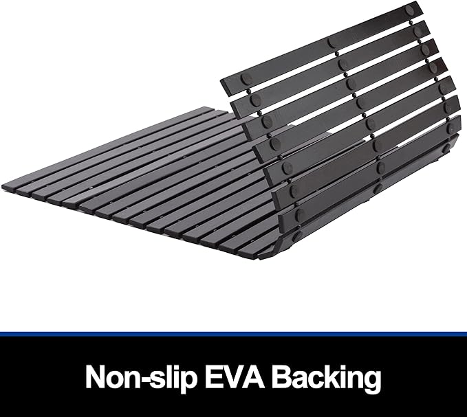 Bath Mat Bathroom Rugs Floor Wood Shower Bathtub Waterproof Non Slip Black - Image 2