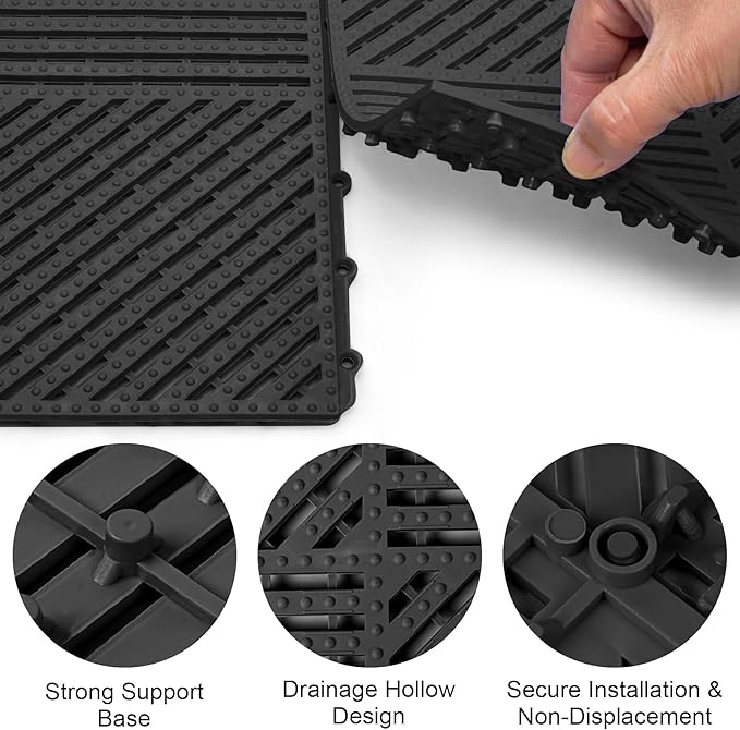 MYFAMIREA Modular Interlocking Cushion 12 Pack 11.8" x 11.8" Rubber Floor Tiles - Image 4