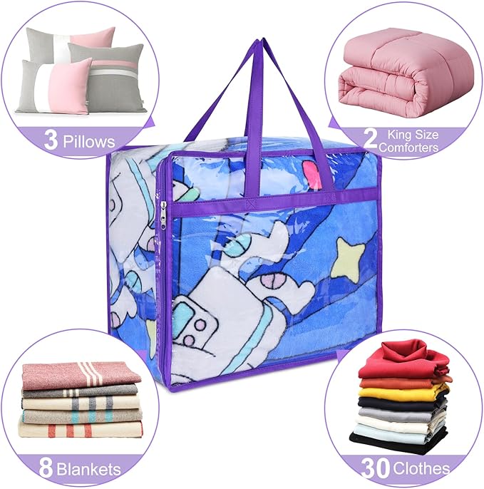 4 Pack Clear Zippered Storage Bags - Image 3