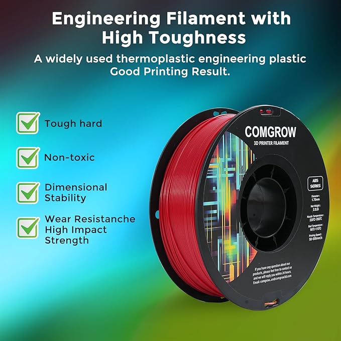 Comgrow ABS 3D Printer Filament, Heat Resistant, +/- 0.02mm Dimensional Accuracy - Image 2