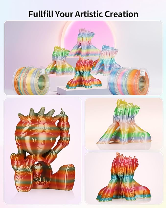 LANDU Silk PLA 3D Printer Filament Multicolor Rainbow PLA Filament 1.75mm - Image 7