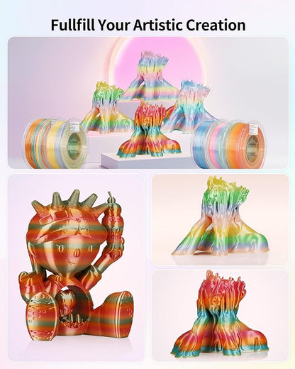LANDU Silk PLA 3D Printer Filament Multicolor Rainbow PLA Filament 1.75mm - Image 7