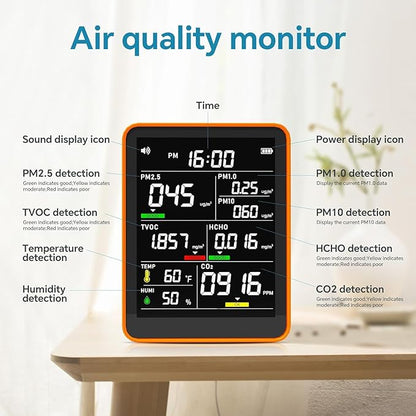Air Quality Monitor Indoor, 13-in-1 Smart Air Quality Tester - Image 2