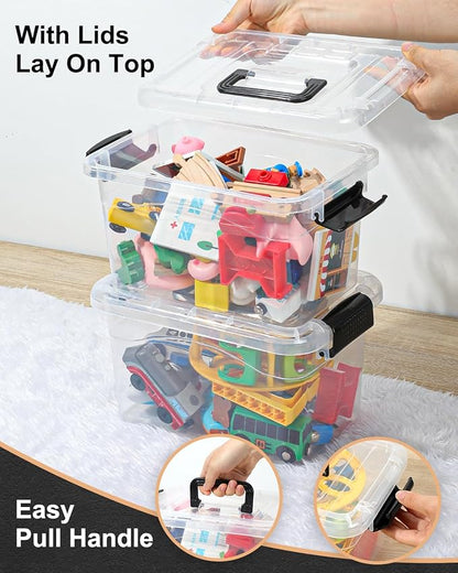 Plastic Storage Bins with Lids 6 Packs, 7 Quart Storage Organizer Bins with - Image 4