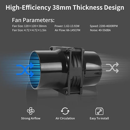 120mm 12V Exhaust Duct Fan Kit - Image 4