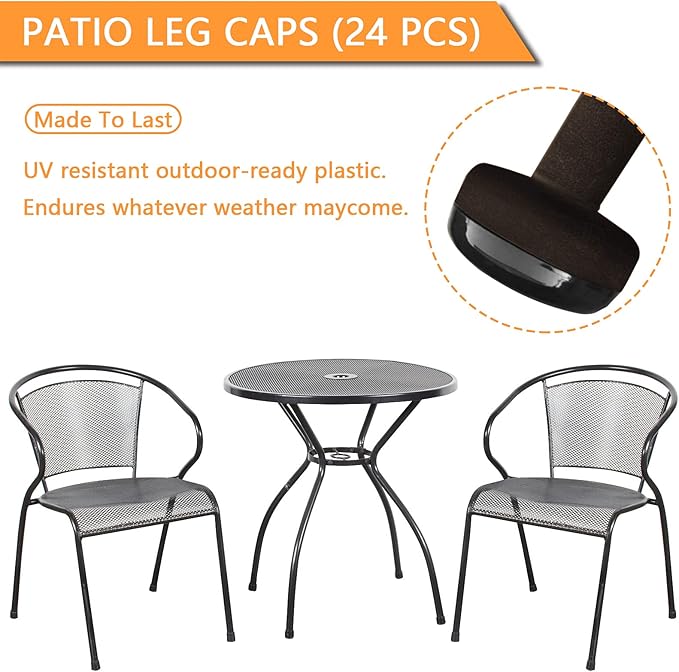32 Pack Wrought Iron Patio Furniture Feet Caps 1-1/2 inch Round Plastic Outdoor - Image 7