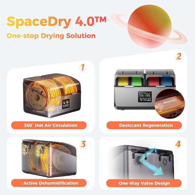 Official Creality Filament Dryer 4 Spools, Space Pi X4 Filament Storage Box - Image 6