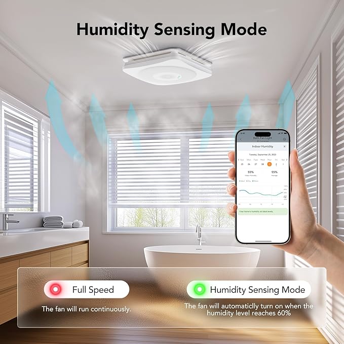 OREiN 4-in-1 Matter Smart Bathroom Exhaust Fan - Image 5