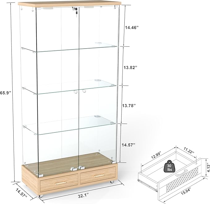 Yoluckea 4-Tier Glass Display Cabinet - Image 2