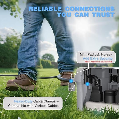 Flemoon Medium Outdoor Electrical Box, IP54 Waterproof Extension Cord Cover w/6 - Image 8