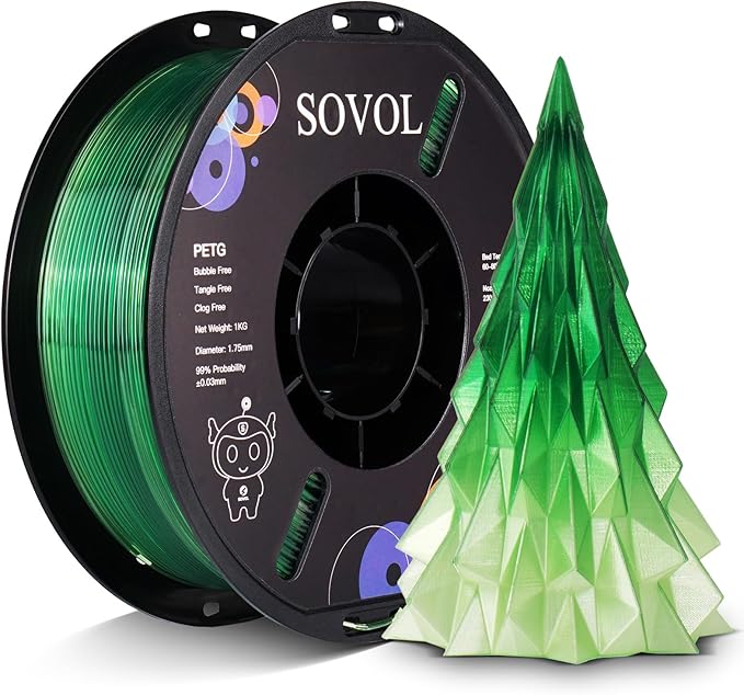 Sovol 3D Printer PETG Filament 1.75mm, Gradient Multicolors Filaments Material by Sovol