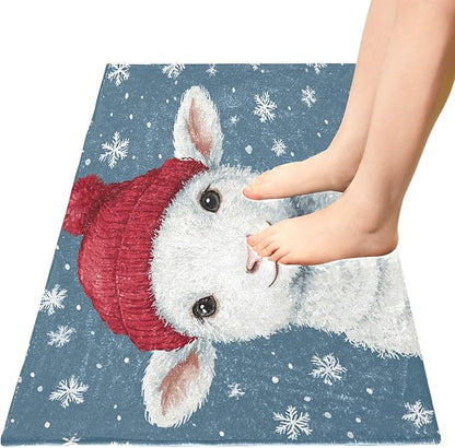 Christmas Lamb with Red Hat Decorative Rugs - Image 2
