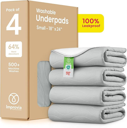 IMPROVIA® Washable Underpads, Heavy Absorbency Reusable Incontinence Pads by IMPROVIA