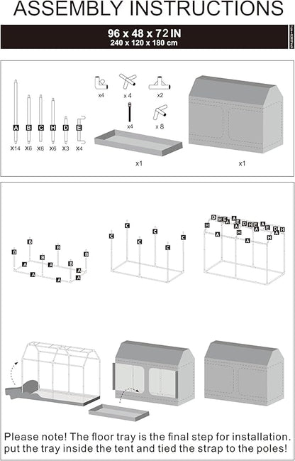 Grow Tent Plant Tent 98"x48"x72" Roof Cube Grow Tent - Image 9
