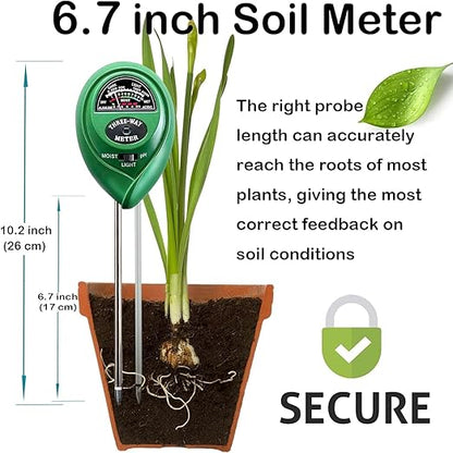 Suplong 3-in-1 Soil Moisture Meter, Upgraded Stainless Steel Probe Soil - Image 2