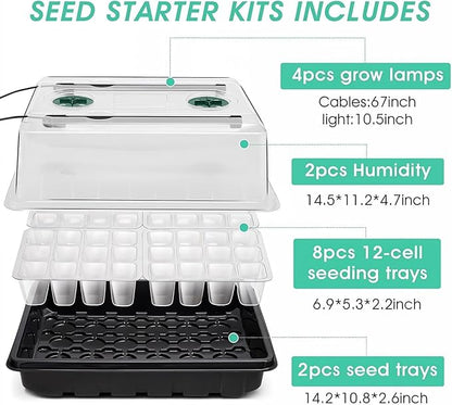 Seed Starter Tray with Grow Light, 192-Cell Seed Starter Kit, Seedling Starter - Image 6