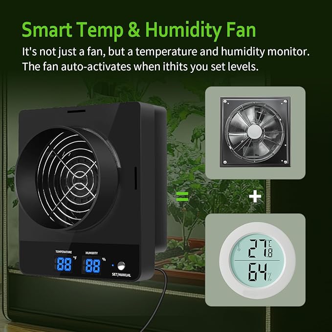 4-Inch Grow Tent Inline Duct Fan, Automatic Temperature & Humidity Sensing - Image 6