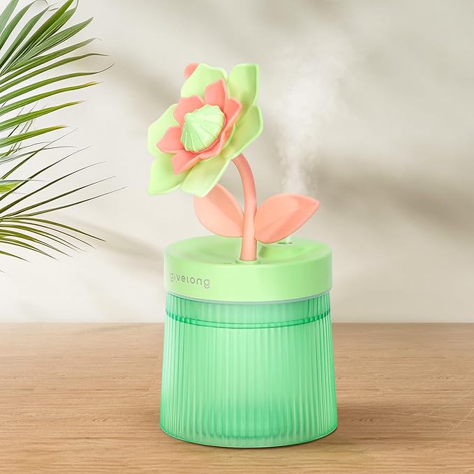 Cute Flower Mini Humidifier, 260ml Gardenia Desktop Humidifiers by Cerrota