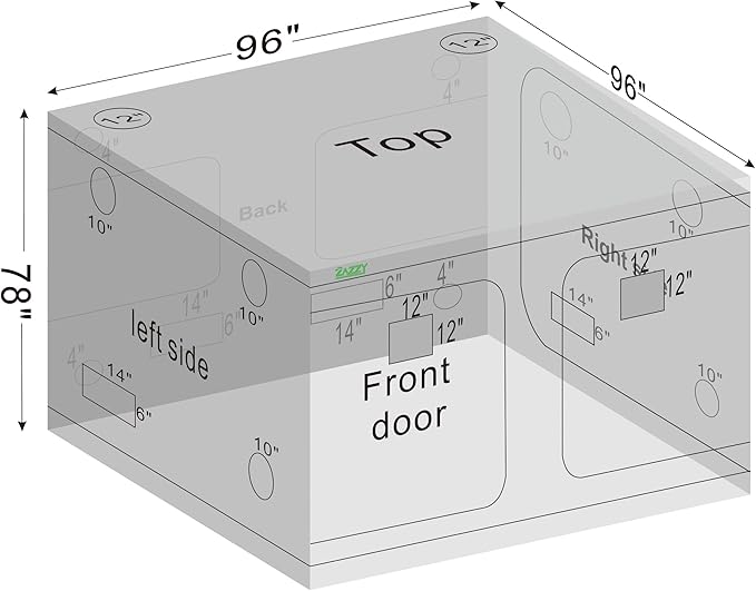 zazzy Large Grow Tent 96"x96"x78", High Reflective Mylar Grow Room - Image 8